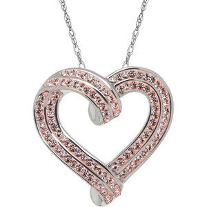 Brilliance Fine Jewelry Sterling Silver Heart Pendant made with Crystals, 18"